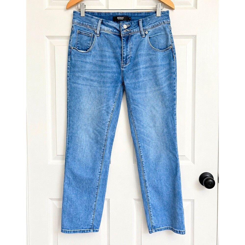 Hudson Women’s Size 8 Slim Fit Mid Rise Medium Wash Stretch Straight Jeans